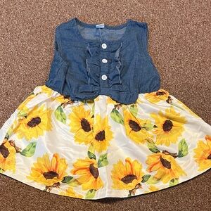 Sunflower Print Kids Dress